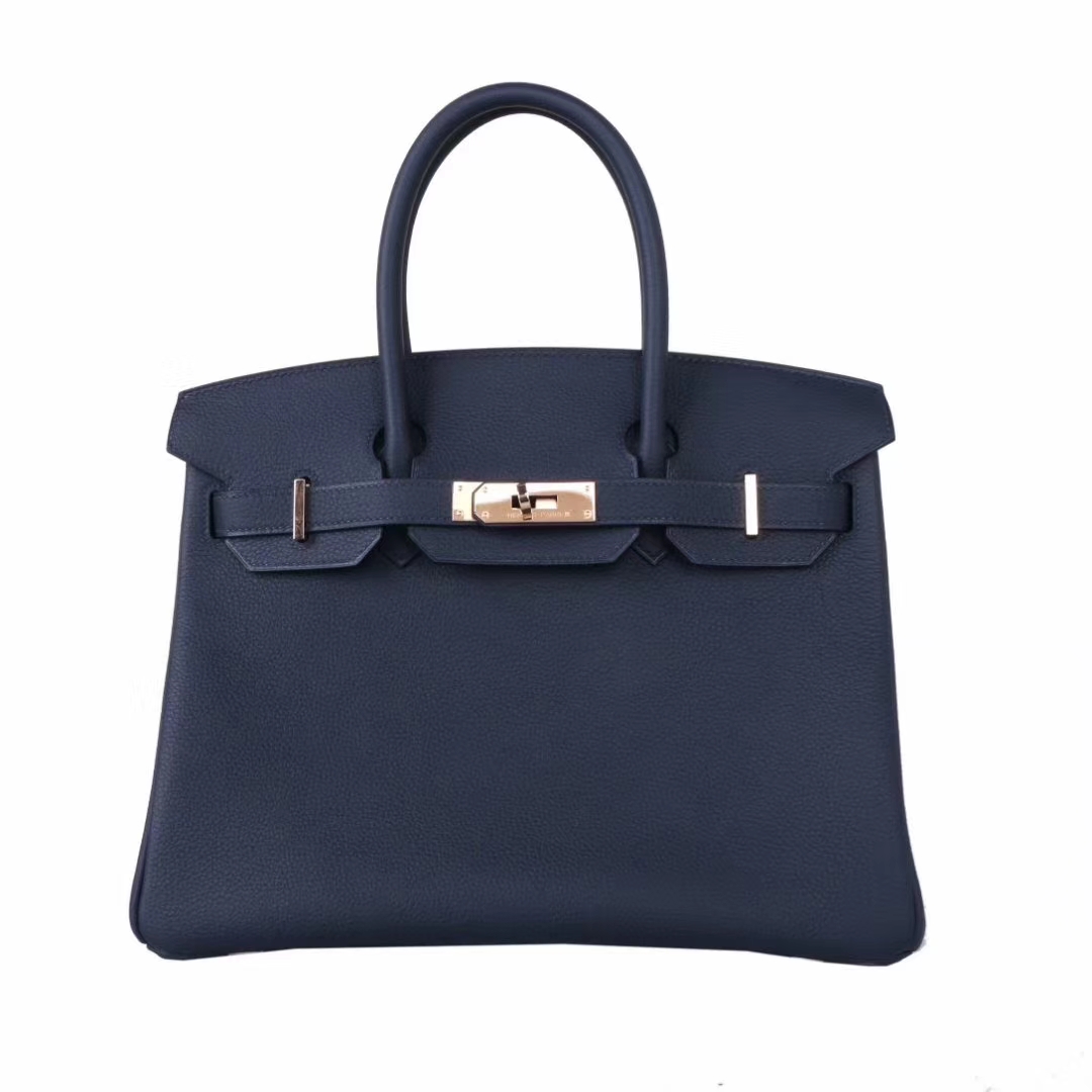 Hermès（爱马仕）birkin 铂金包 2Z午夜蓝 玫瑰金扣 togo 30cm