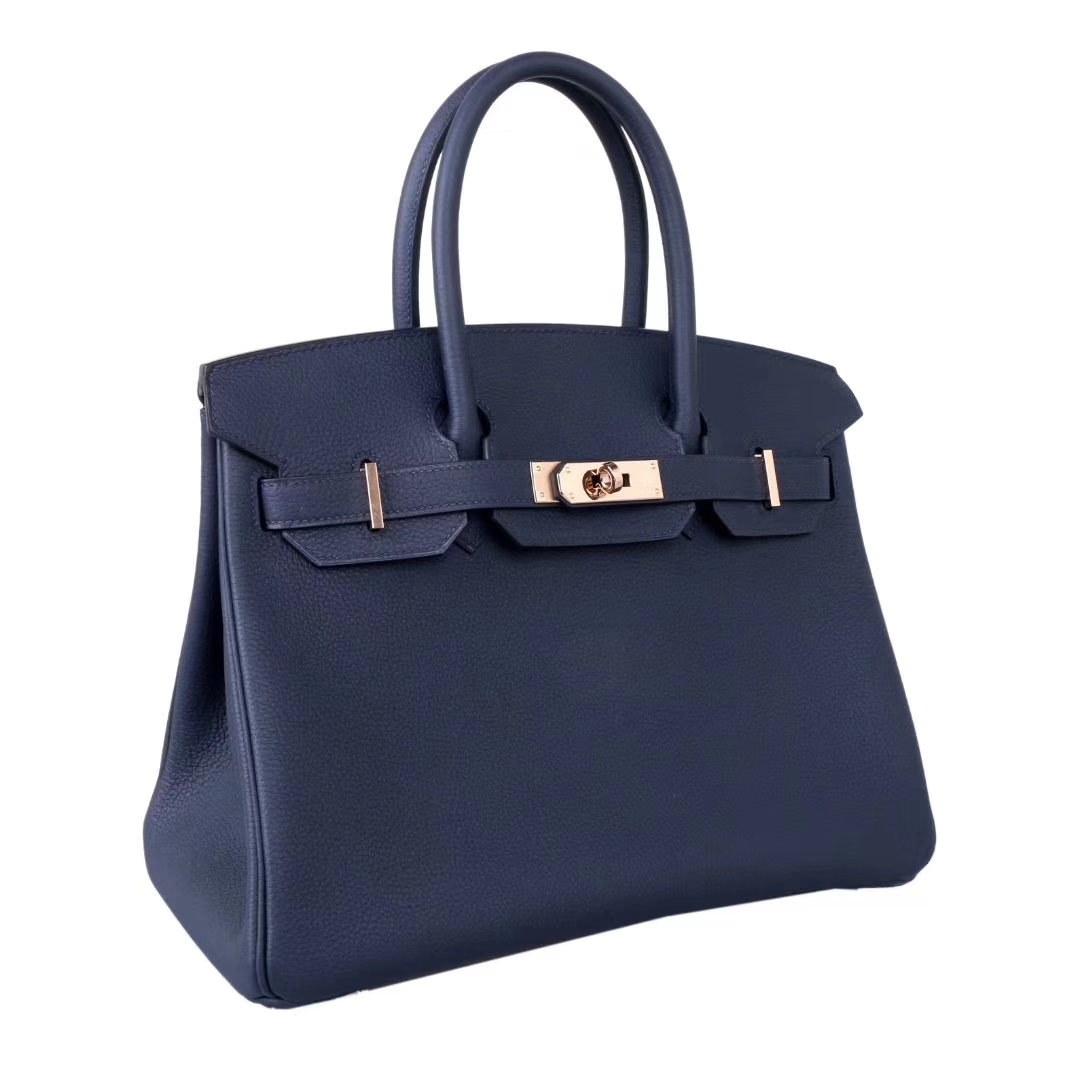 Hermès（爱马仕）birkin 铂金包 2Z午夜蓝 玫瑰金扣 togo 30cm