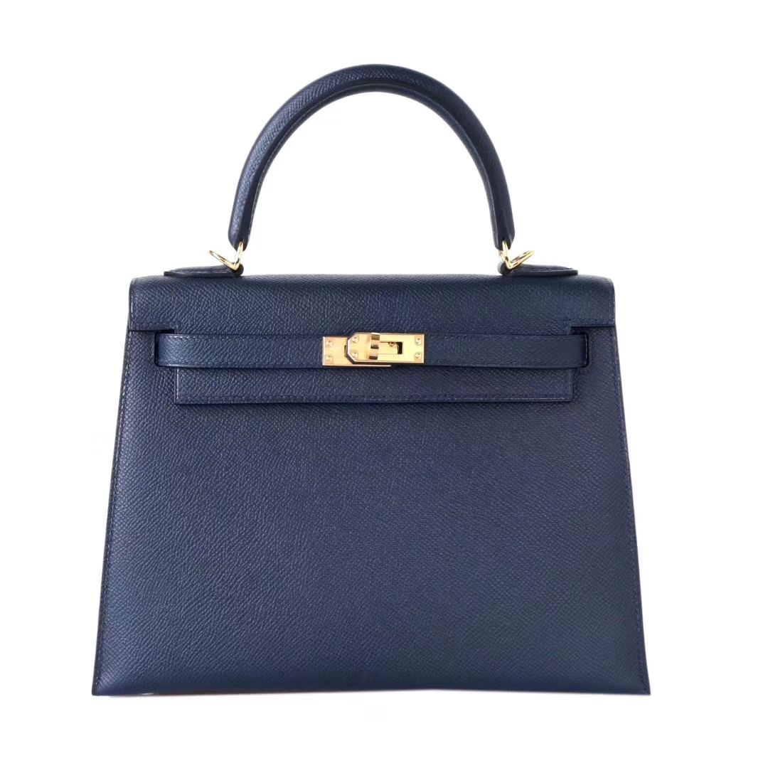 Hermès（爱马仕）Kelly 凯莉包 2Z午夜蓝 epsom皮 金扣 25cm