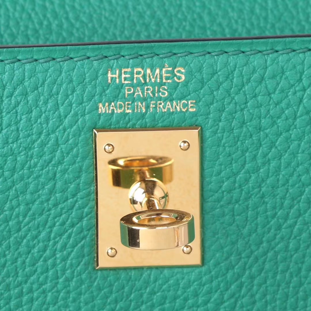 Hermès（爱马仕）Kelly 凯莉包 U1维罗纳绿 togo 金扣 25cm