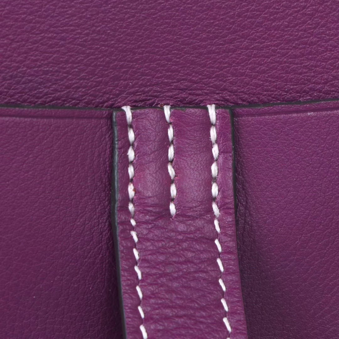Hermès（爱马仕）Mini Halzan 海葵紫 swift皮 银扣 22cm
