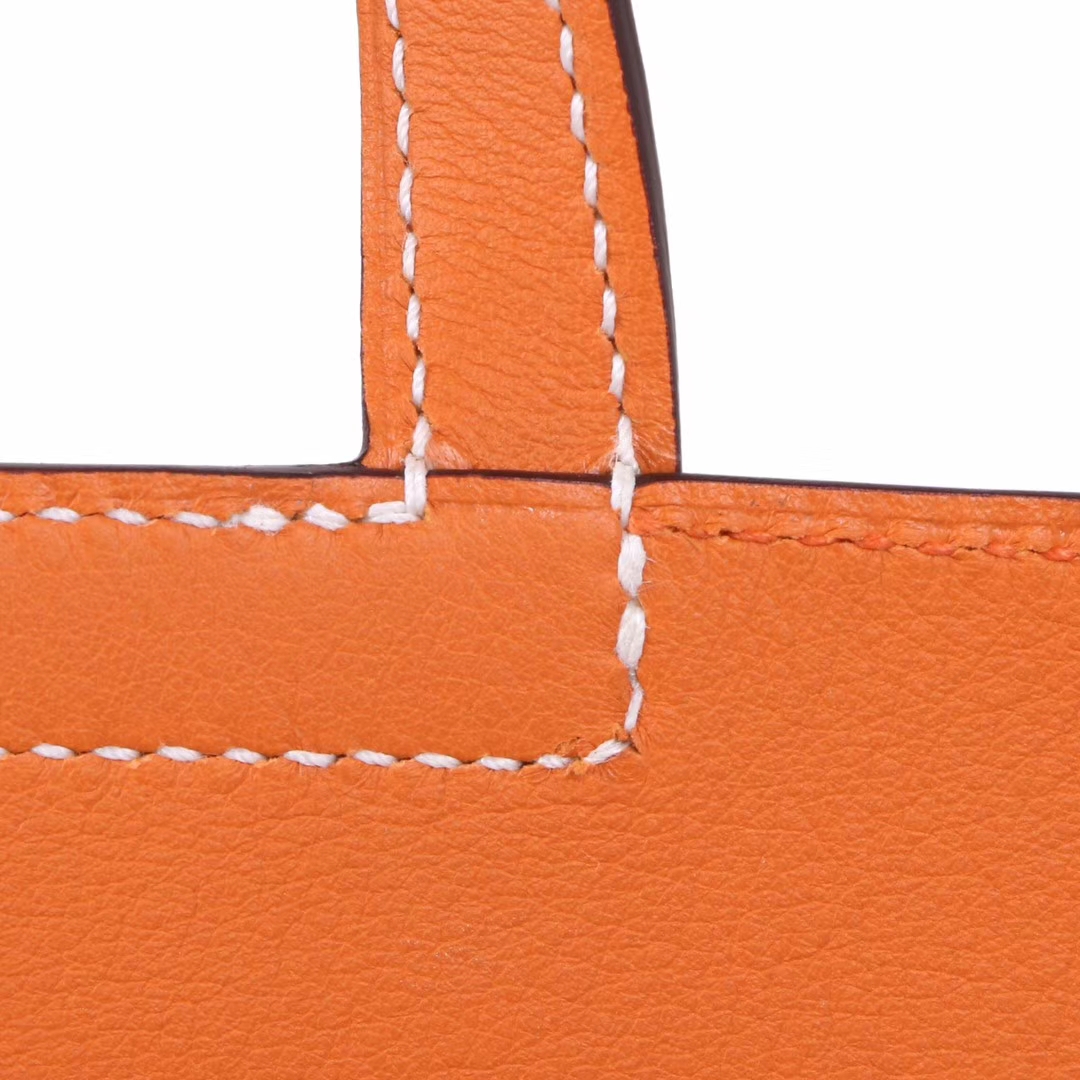 Hermès（爱马仕）Mini Halzan 杏橙色 swift皮 银扣 22cm