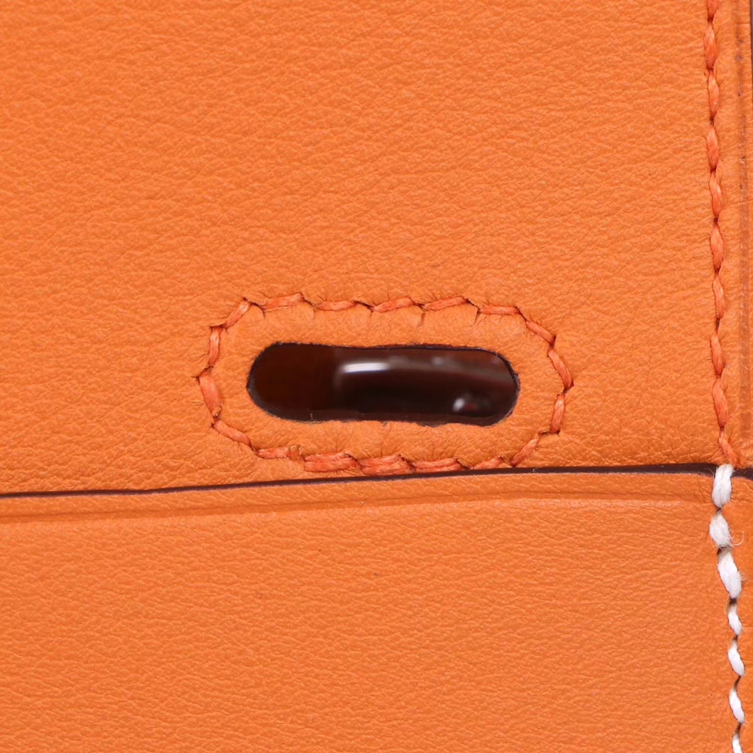 Hermès（爱马仕）Mini Halzan 杏橙色 swift皮 银扣 22cm