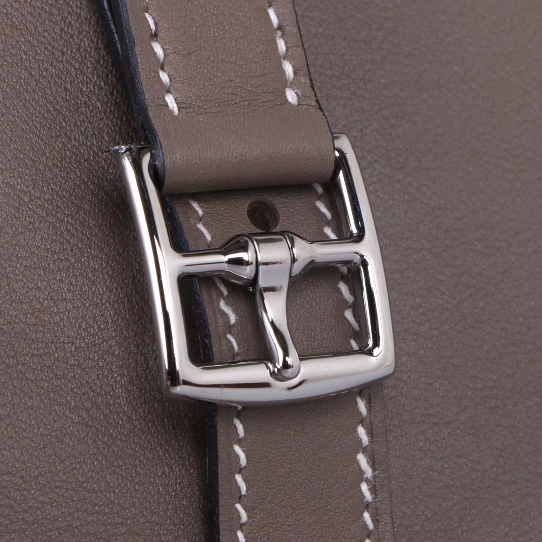 Hermès（爱马仕）Mini Halzan 沥青灰 swift皮 银扣 22cm