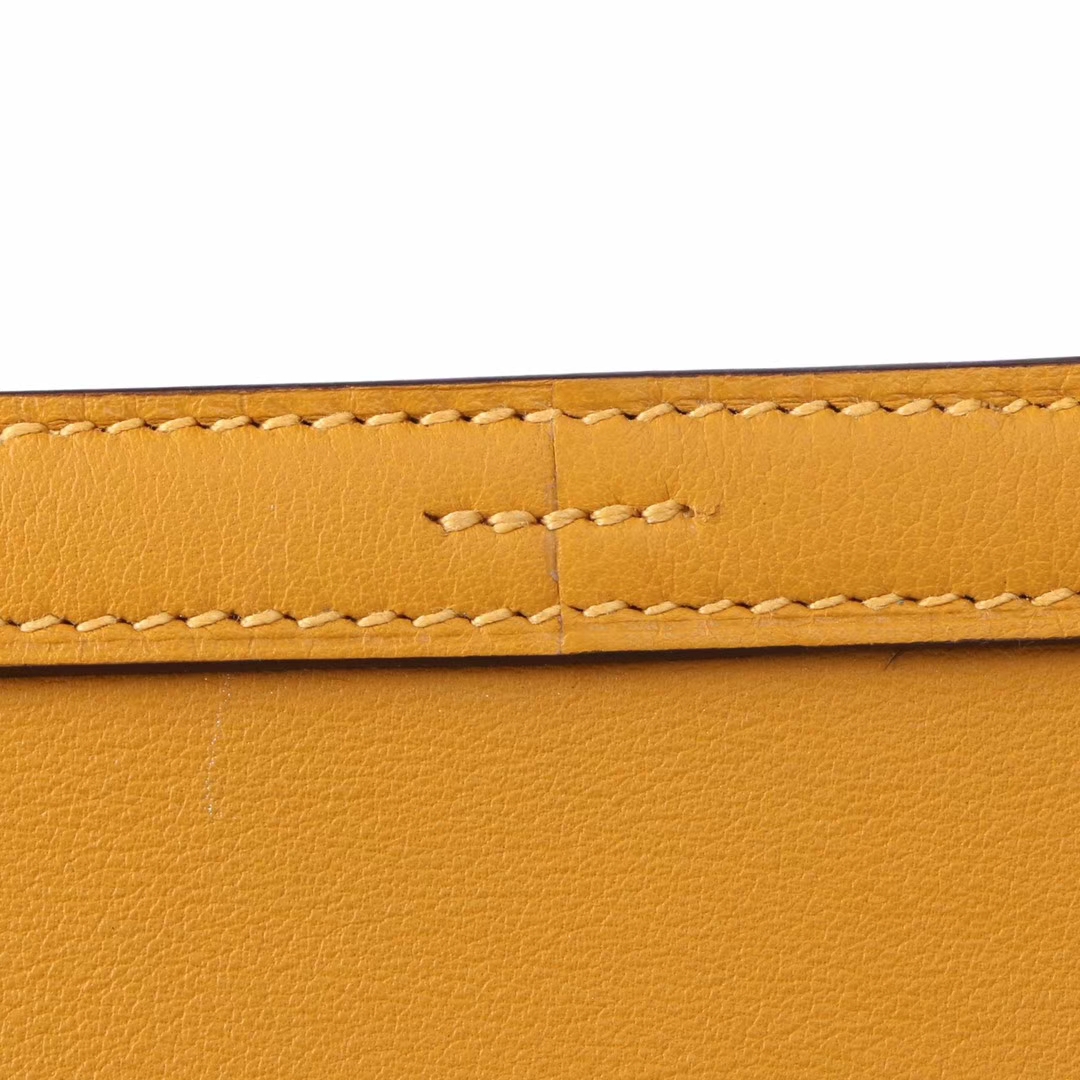 Hermès（爱马仕）Mini Halzan 琥珀黄 swift皮 银扣 22cm