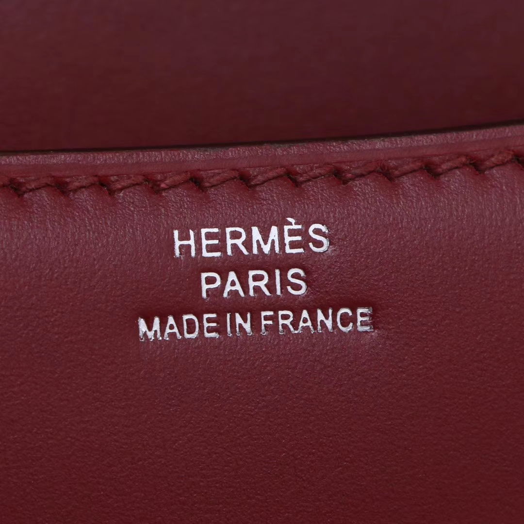 Hermès（爱马仕）constance 空姐包 酒红 box 珐琅扣 银扣 19cm