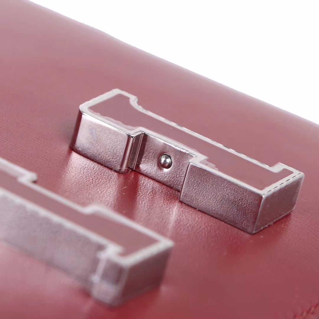 Hermès（爱马仕）constance 空姐包 酒红 box 珐琅扣 银扣 19cm