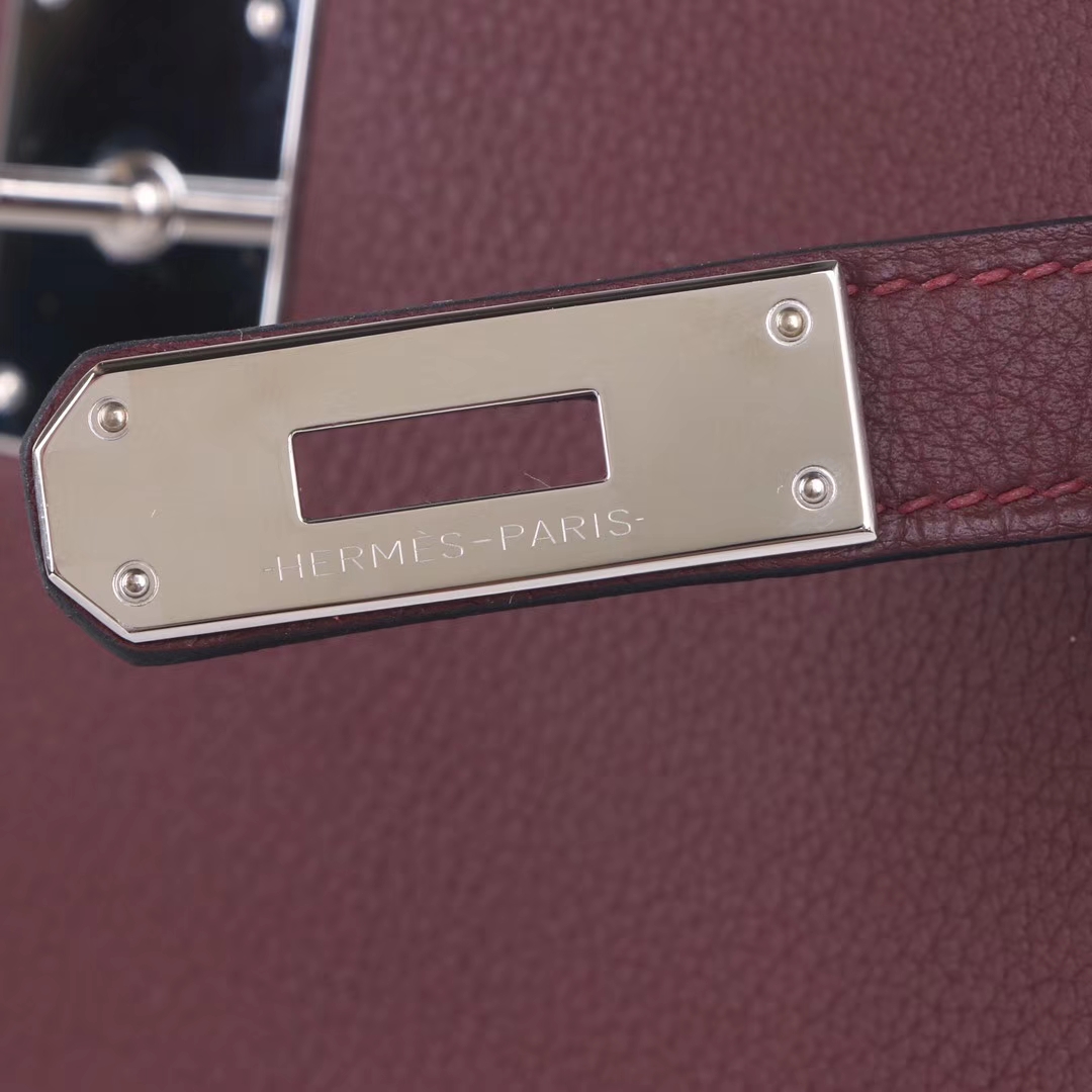 Hermès（爱马仕）Kelly 凯莉包 酒红色 TOGO 银扣 28cm