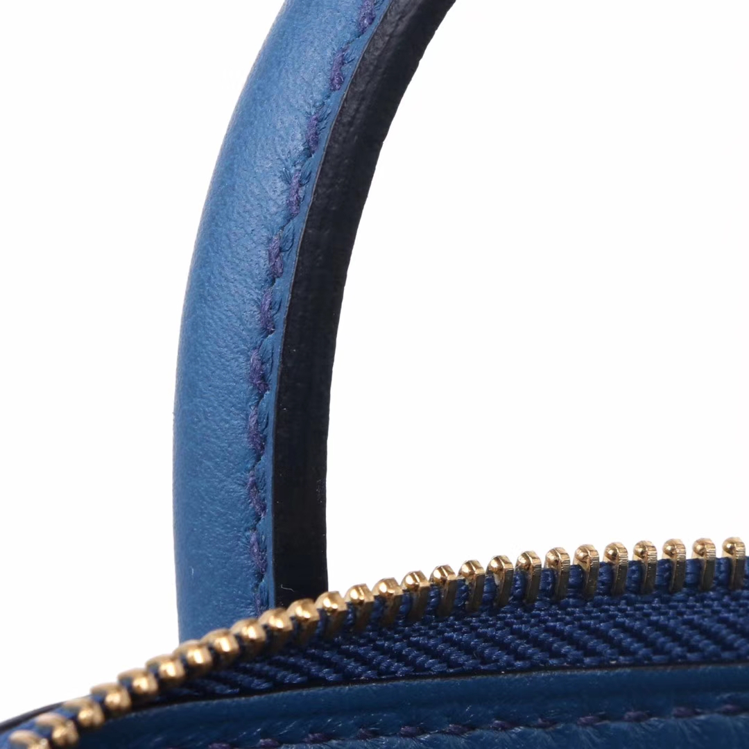 Hermès（爱马仕）Bolide 保龄球包 深邃蓝 EV 金扣 18cm