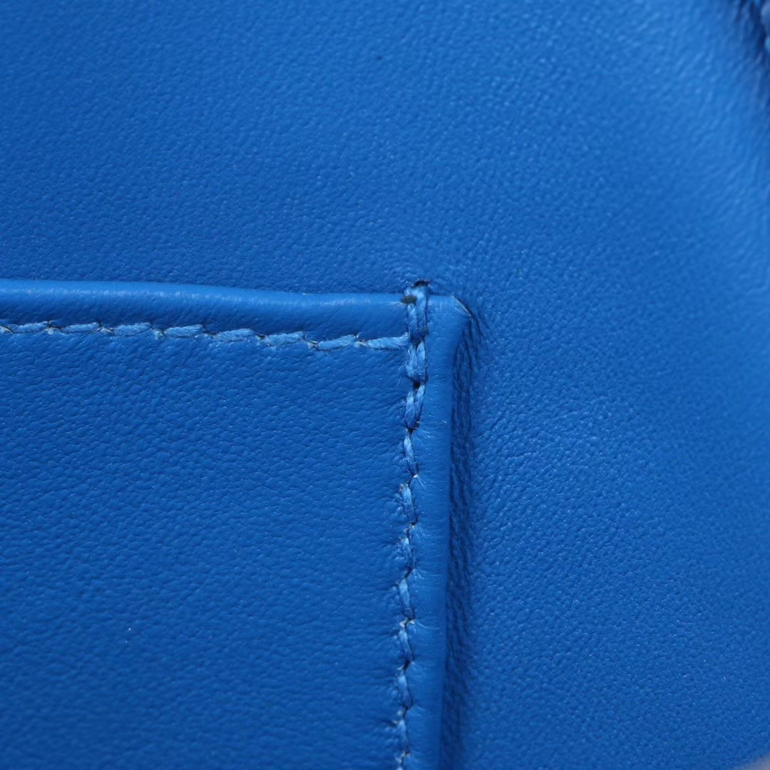 Hermès（爱马仕）Mini bolide 保龄球包 水妖蓝 EV 银扣 18cm