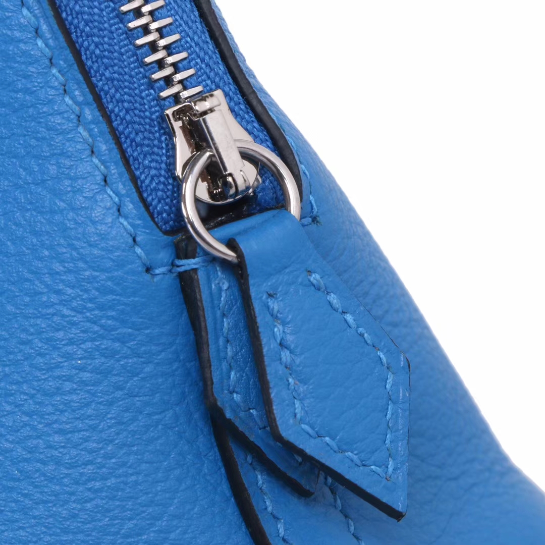 Hermès（爱马仕）Mini bolide 保龄球包 水妖蓝 EV 银扣 18cm