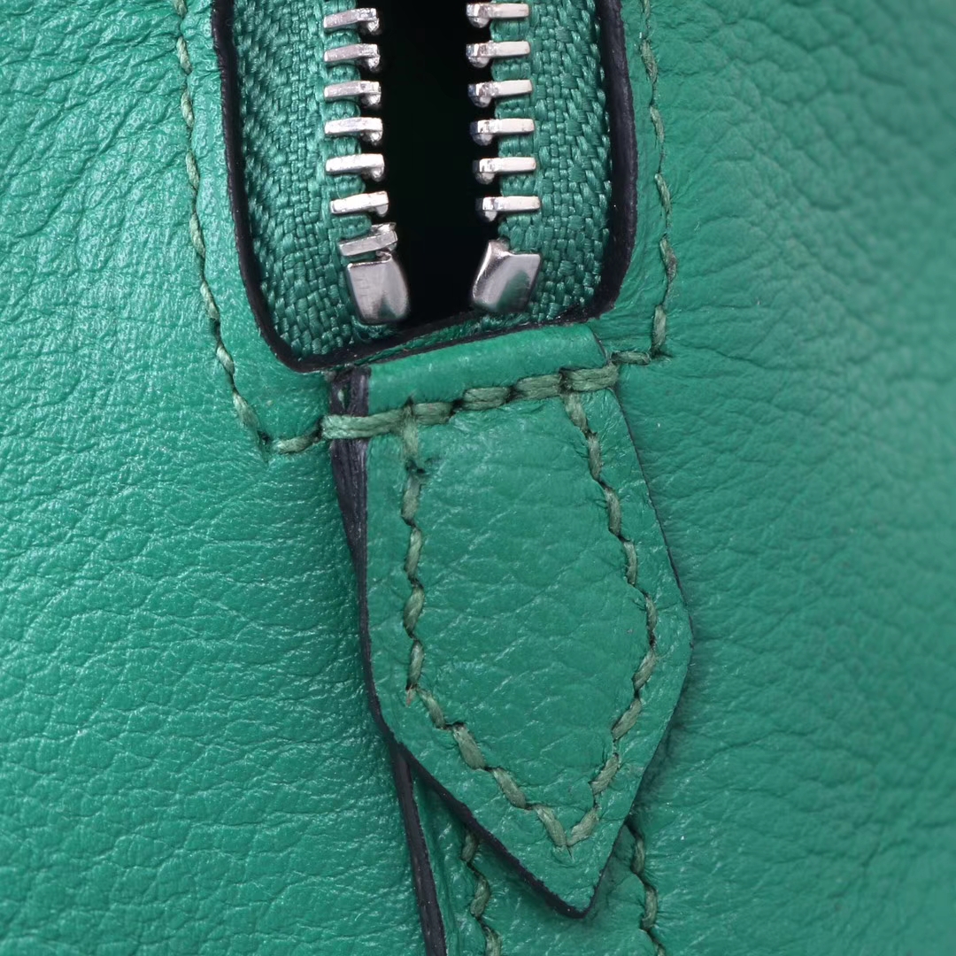 Hermès（爱马仕）Mini bolide 保龄球包 维罗纳绿 EV 银扣 18cm