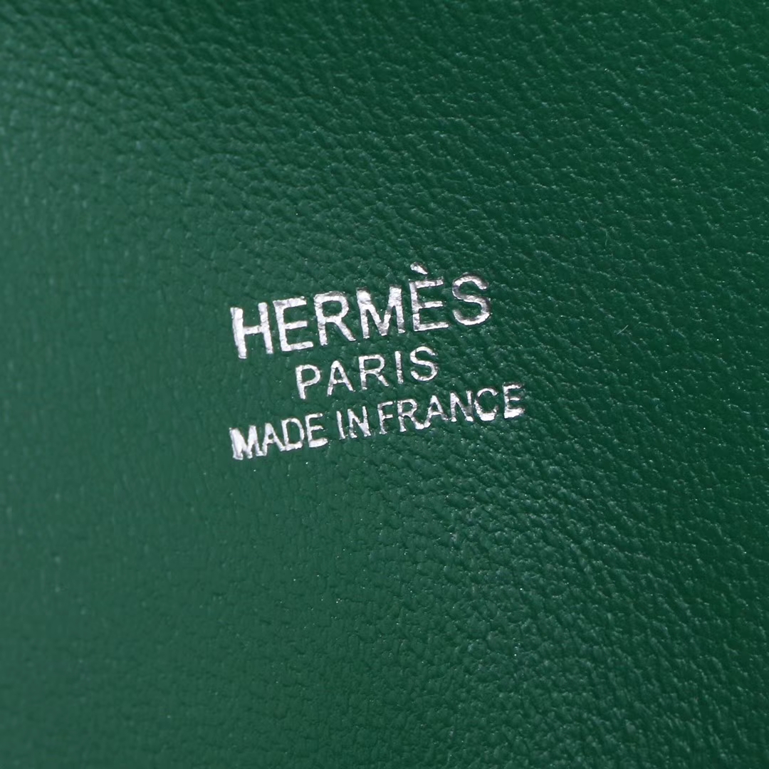 Hermès（爱马仕）Mini bolide 保龄球包 维罗纳绿 EV 银扣 18cm