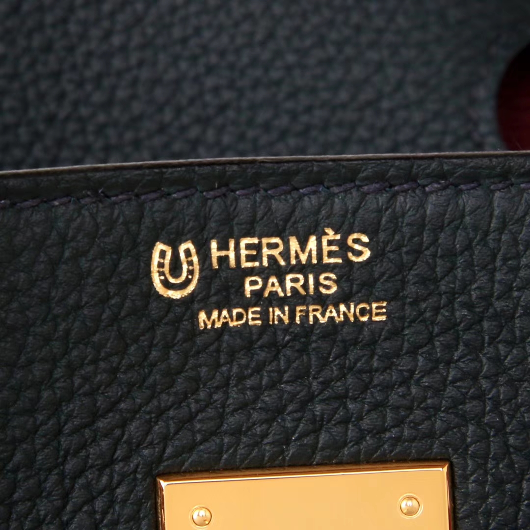 Hermès（爱马仕）Birkin 30CM 金扣 墨绿拼石榴红 togo