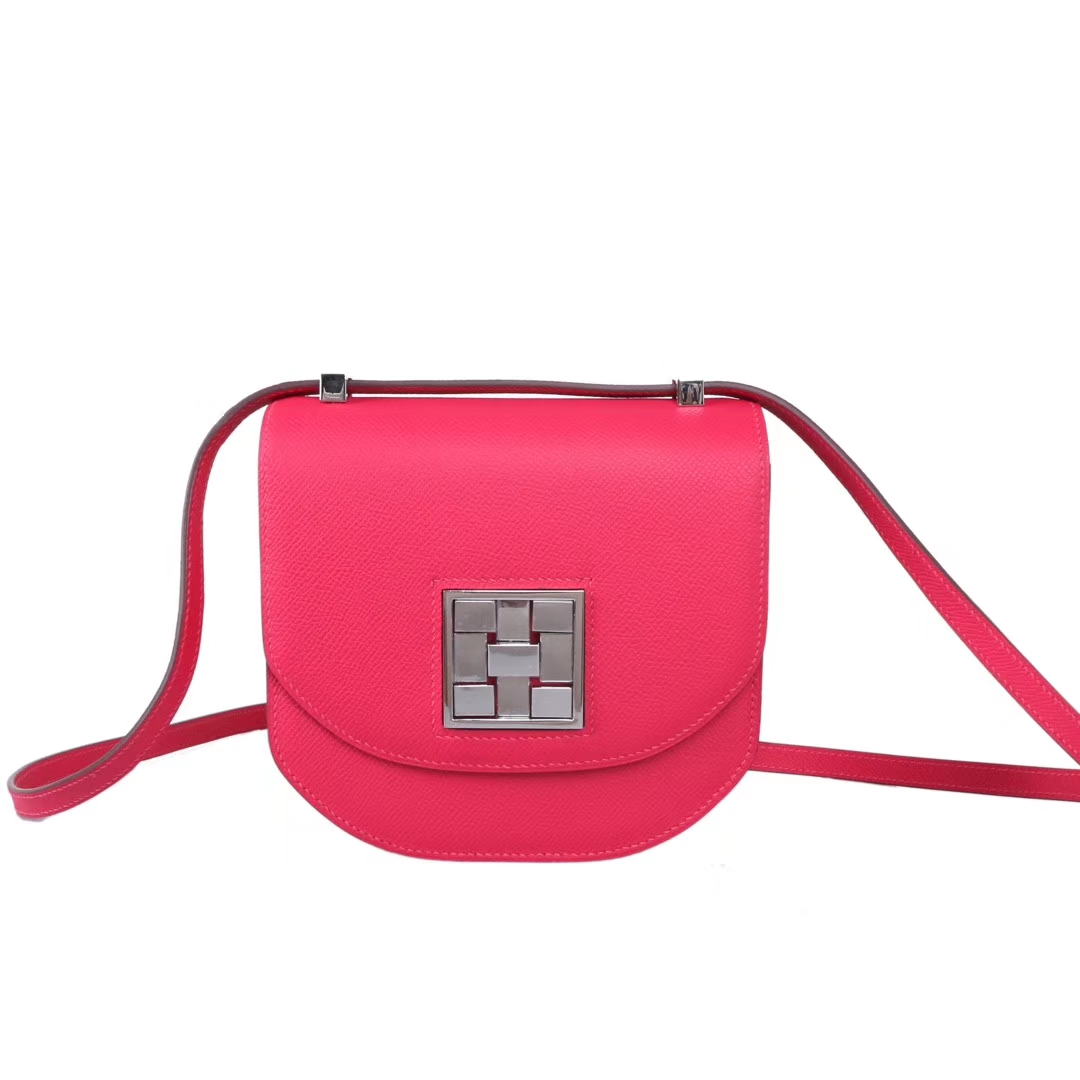 Hermès（爱马仕）马赛克 挎包 桃红色 EP皮 银扣