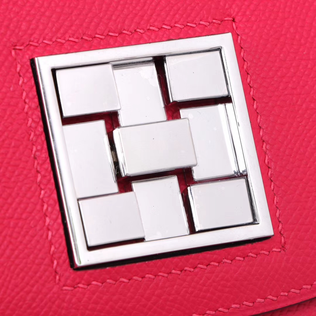 Hermès（爱马仕）马赛克 挎包 桃红色 EP皮 银扣