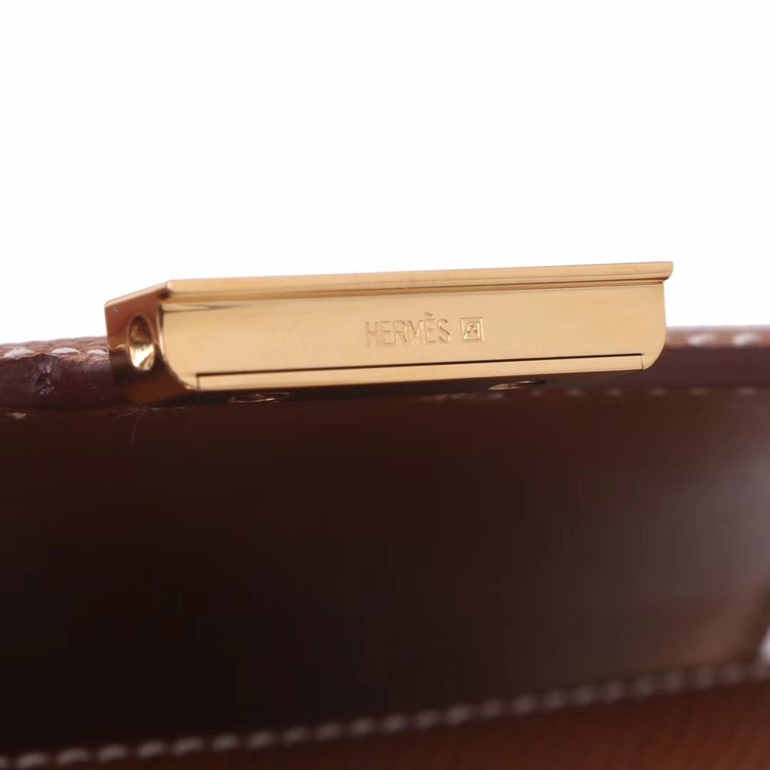 Hermès（爱马仕）Constance 迷你 空姐包 金棕色 EP皮 金扣 14cm