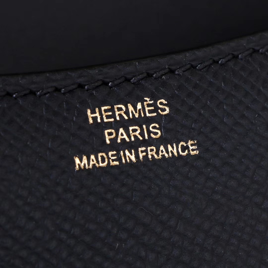 Hermès（爱马仕）Constance 空姐包 黑色 EP皮 金扣 14cm