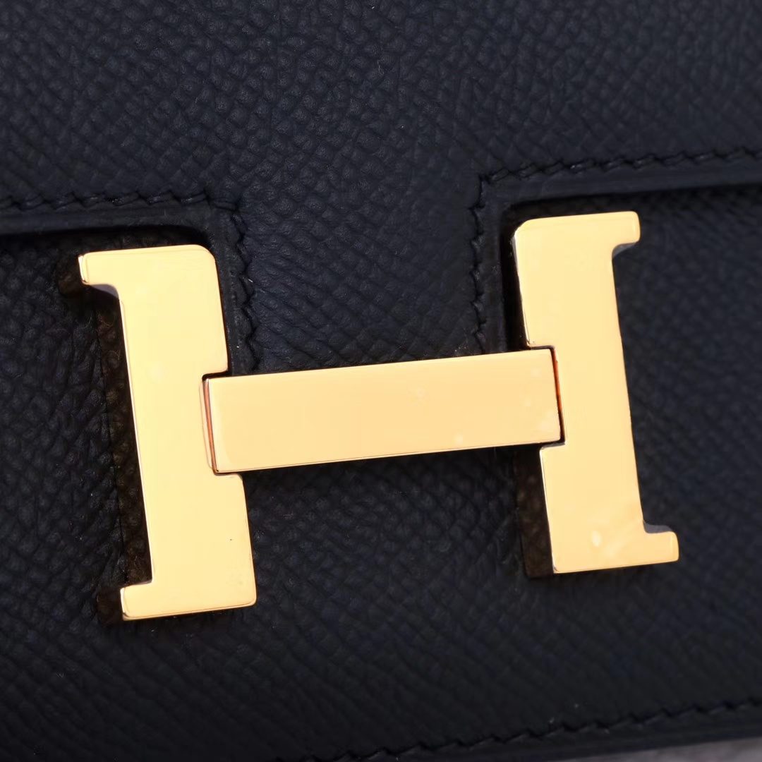 Hermès（爱马仕）Constance 空姐包 黑色 EP皮 金扣 14cm