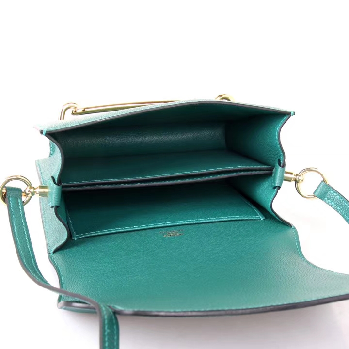 Hermès（爱马仕）roulis 猪鼻包 孔雀绿 EV皮 金扣 19cm