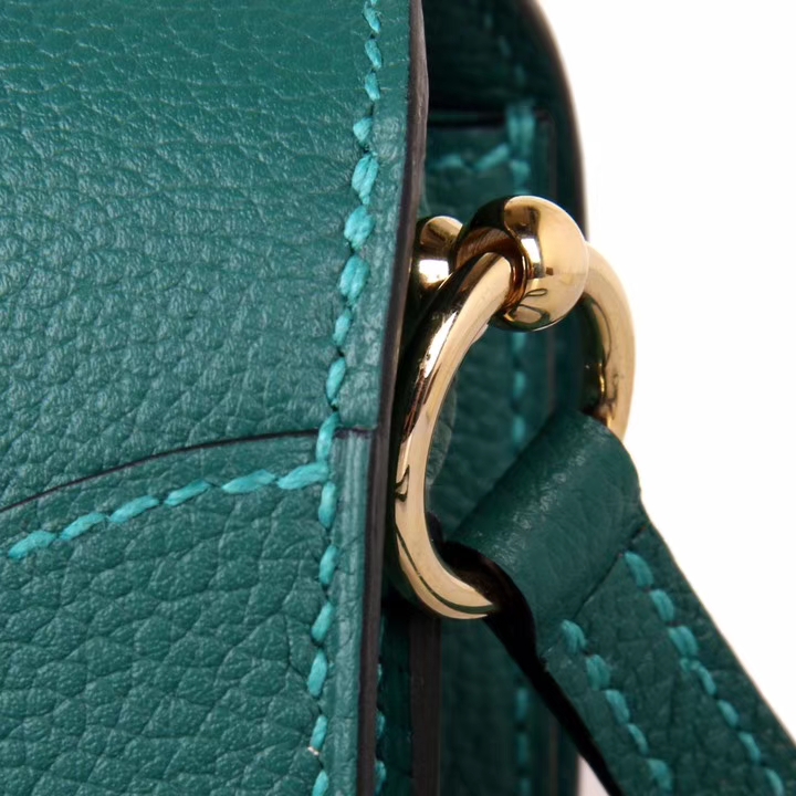Hermès（爱马仕）roulis 猪鼻包 孔雀绿 EV皮 金扣 19cm