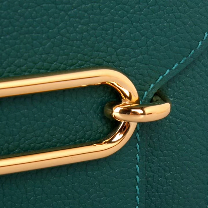 Hermès（爱马仕）roulis 猪鼻包 孔雀绿 EV皮 金扣 19cm