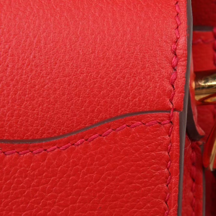 Hermès（爱马仕）roulis 猪鼻包 番茄红 EV皮 金扣 19cm