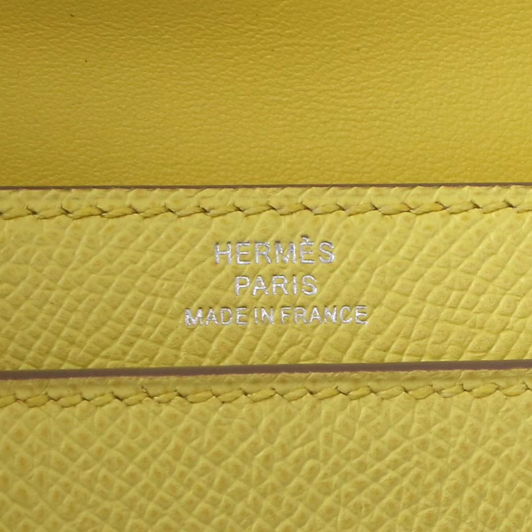 Hermès（爱马仕）Verrou 锁链包 插销包 柠檬黄 epsom皮 银扣 17cm