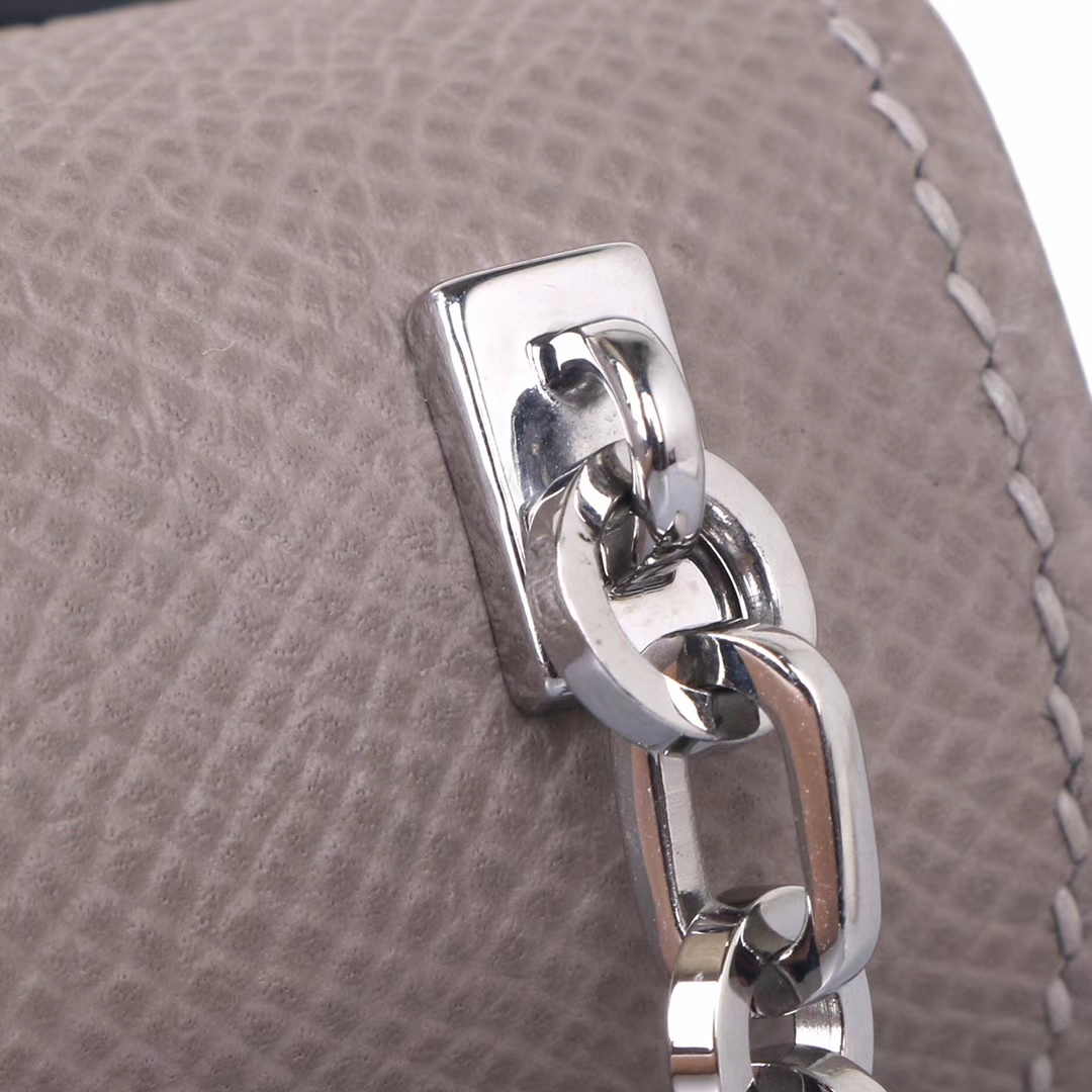 Hermès（爱马仕）Verrou 锁链包 插销包 沥青灰 epsom皮 银扣 17cm