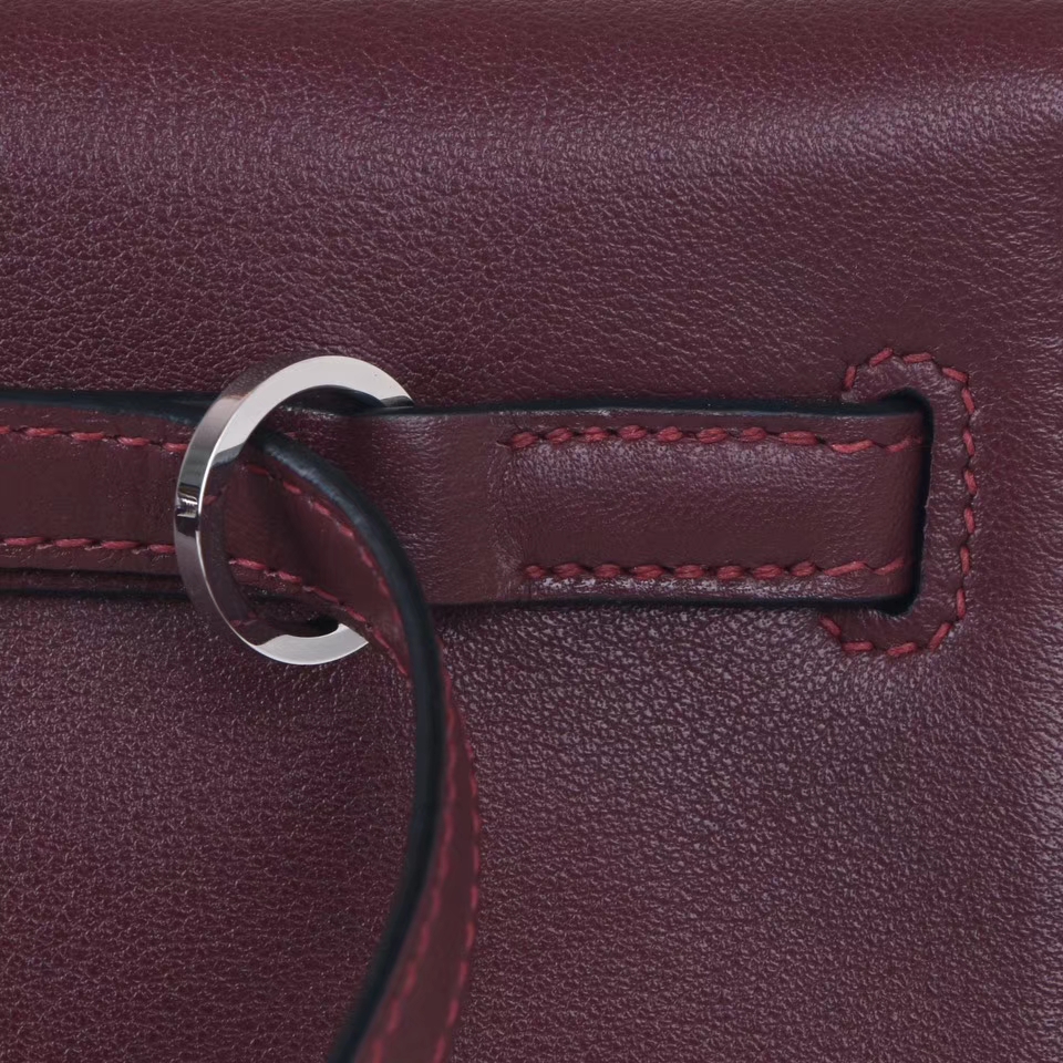 Hermès（爱马仕）Kelly danse 跳舞包 酒红色 swift皮 银扣 22cm