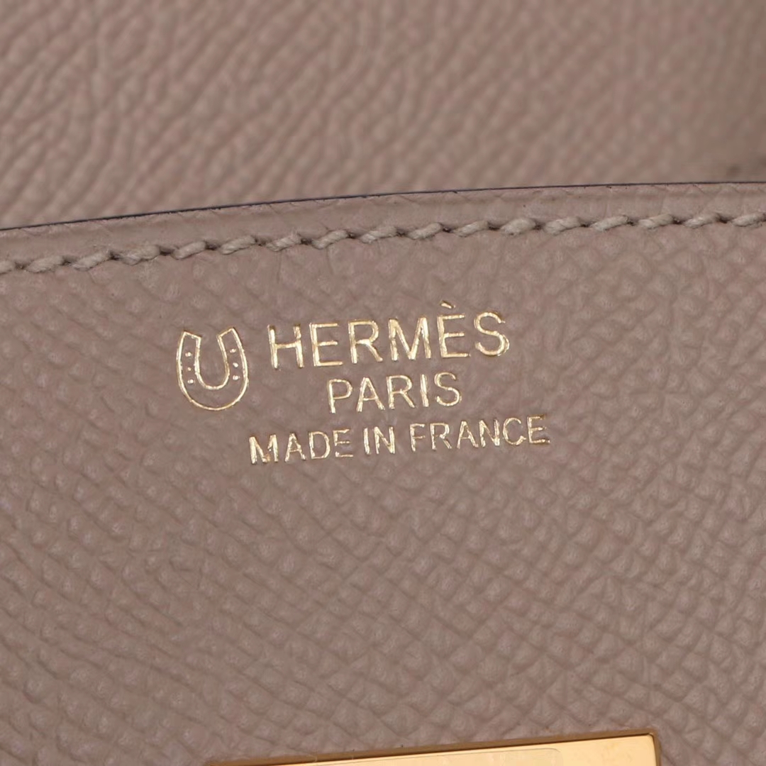 Hermès（爱马仕）Birkin 铂金包 斑鸠灰拼金棕色 Ep 银扣 30cm