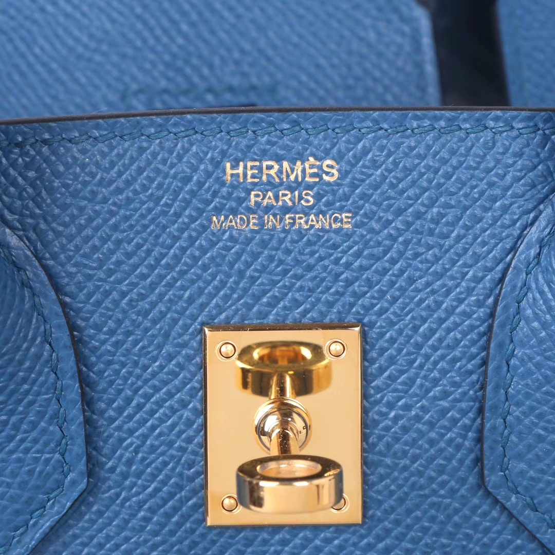 Hermès（爱马仕）Birkin 铂金包 珊瑚蓝 Epsom皮 金扣 25cm