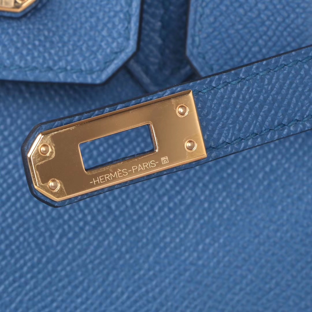 Hermès（爱马仕）Birkin 铂金包 珊瑚蓝 Epsom皮 金扣 25cm