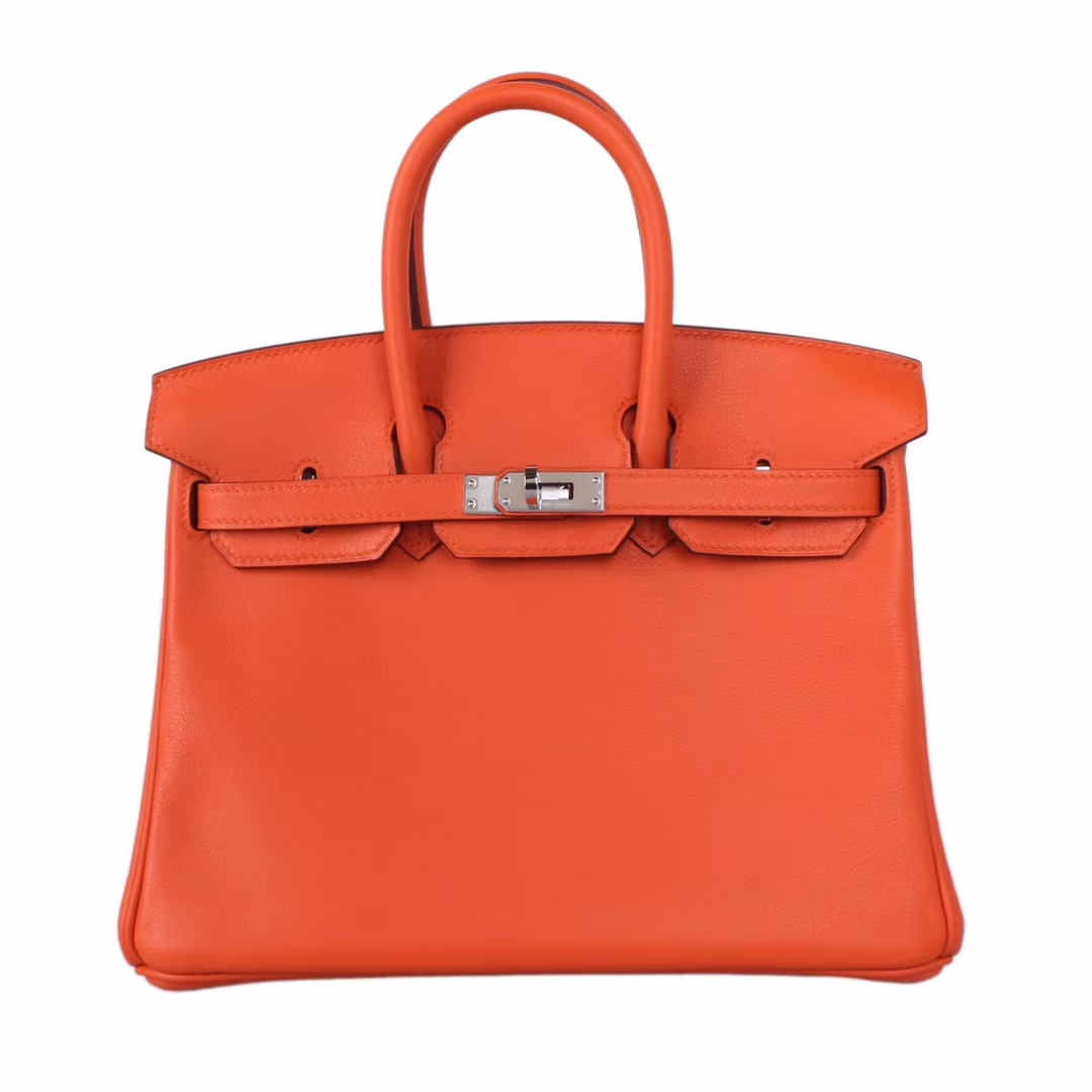 Hermès（爱马仕）Birkin 铂金包 橙色 swift皮 银扣 25cm