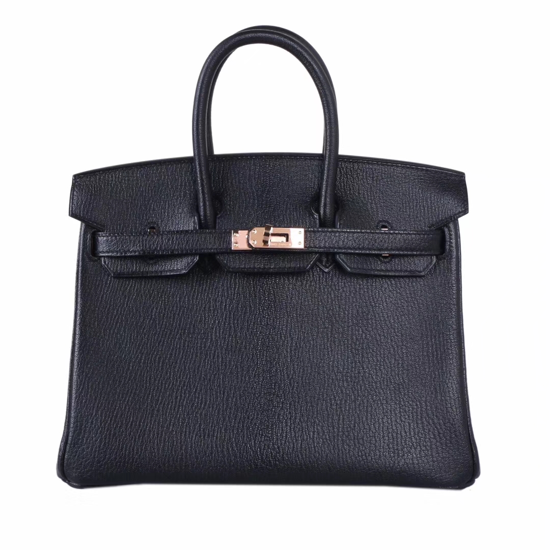 Hermès（爱马仕）Birkin 25cm 玫瑰金扣 黑色 山羊皮