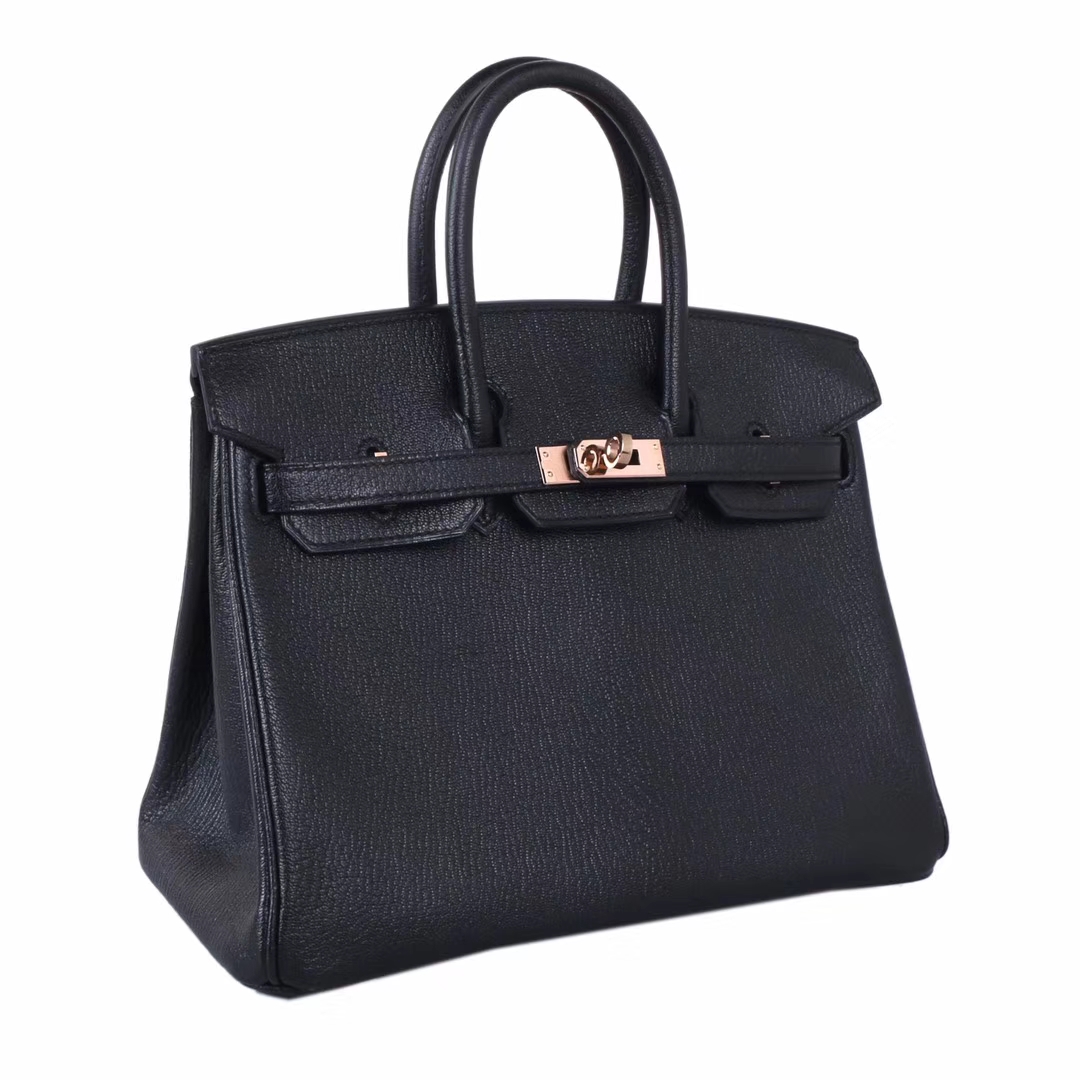 Hermès（爱马仕）Birkin 25cm 玫瑰金扣 黑色 山羊皮