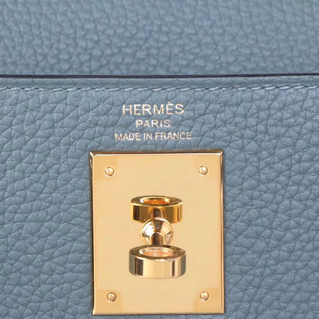 Hermès（爱马仕）kelly 凯莉包 杏仁绿 VERT AMANDE63 togo 金扣 28cm