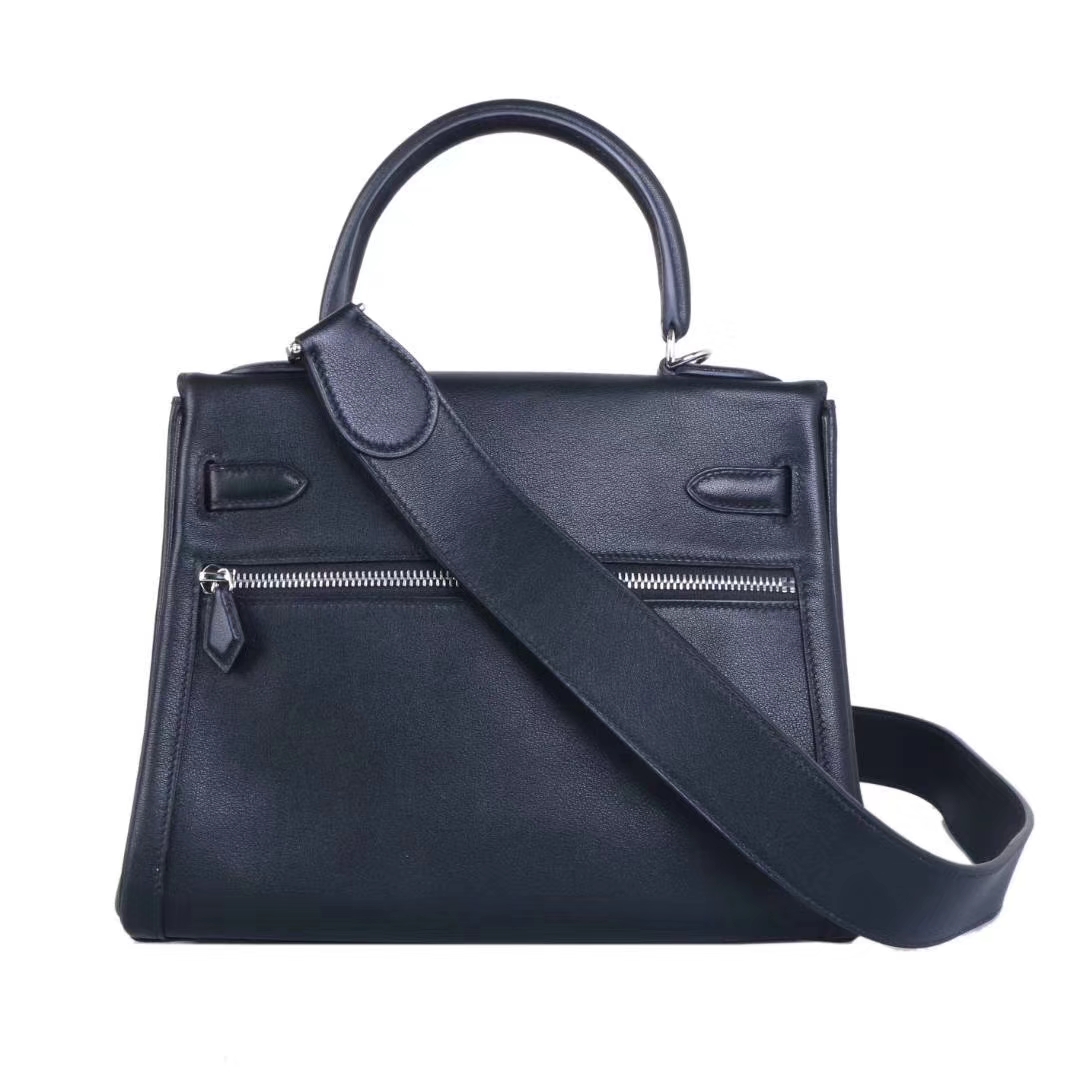 Hermès（爱马仕）Kelly lakis 黑色 swift 银扣 28cm