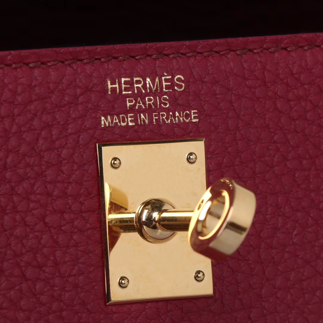 Hermès（爱马仕）Kelly 凯莉包 石榴红 EP皮 金扣 25cm