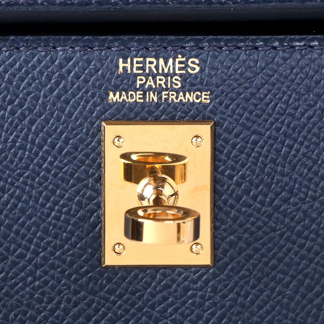 Hermès（爱马仕）Kelly 凯莉包 午夜蓝 EP皮 金扣 25cm