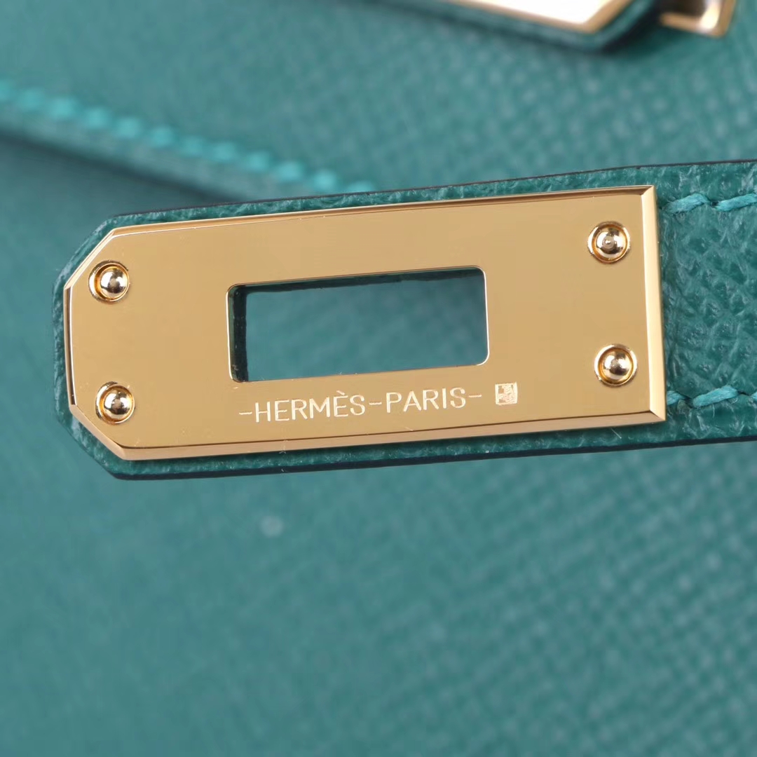 Hermès（爱马仕）Kelly 凯莉包 孔雀绿 EP皮 金扣 25cm