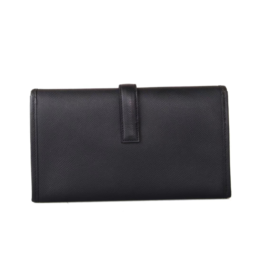 Hermès（爱马仕）JIGE 长款钱夹 手包 黑色 EPSOM皮 22cm
