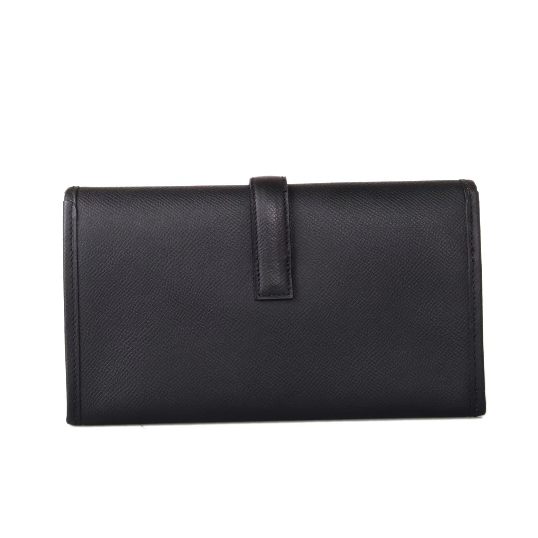 Hermès（爱马仕）JIGE 长款钱夹 手包 黑色 EPSOM皮 22cm