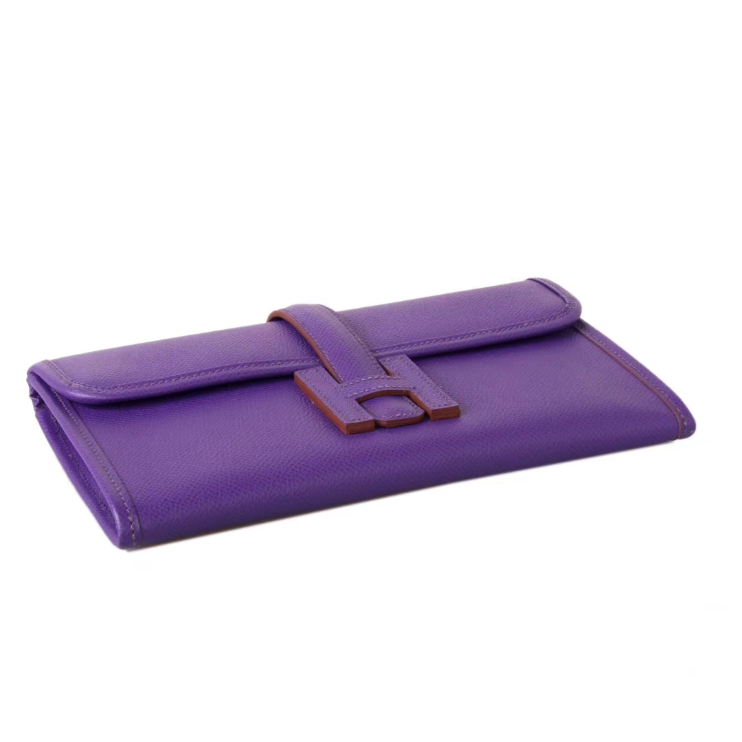 Hermès（爱马仕）JIGE 长款钱夹 手包 梦幻紫 EPSOM皮 22cm