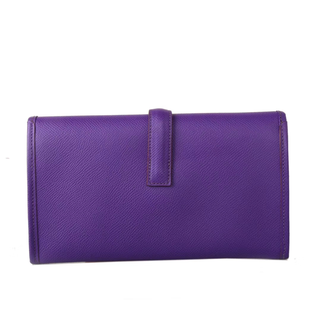 Hermès（爱马仕）JIGE 长款钱夹 手包 梦幻紫 EPSOM皮 22cm
