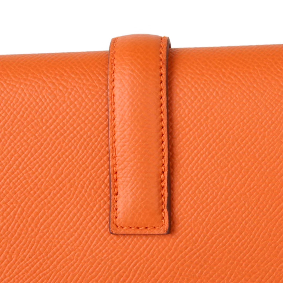 Hermès（爱马仕）JIGE 长款钱夹 手包 橙色 EPSOM皮 22cm