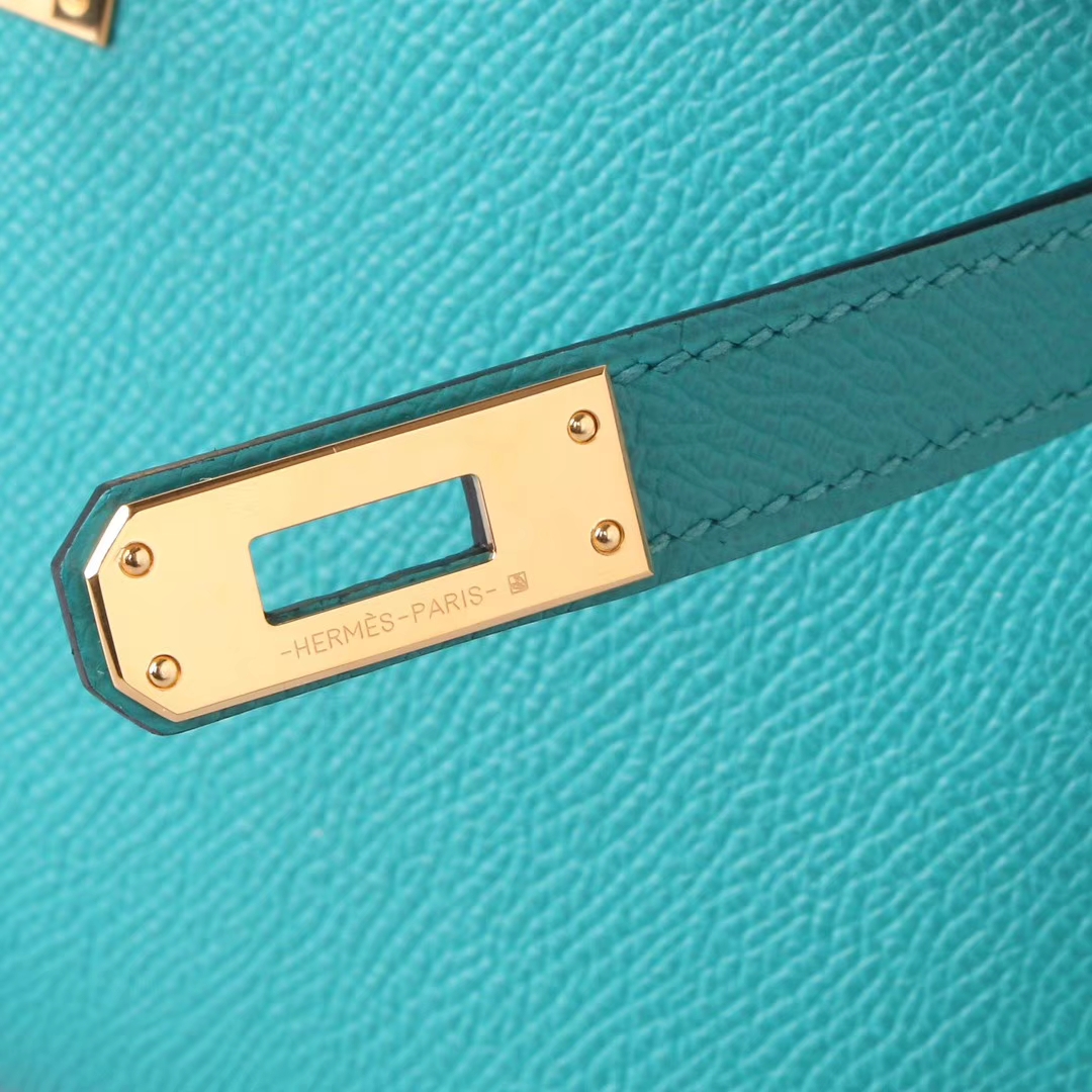 Hermès（爱马仕）miniKelly 迷你凯莉 金扣 孔雀蓝 Epsom皮 1代