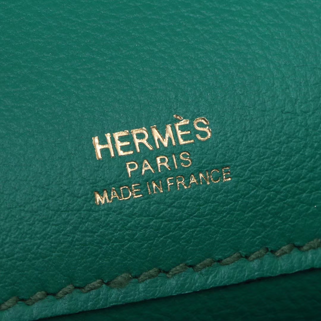 Hermès（爱马仕）miniKelly 迷你凯莉 丝绒绿 swift皮 金扣 1代