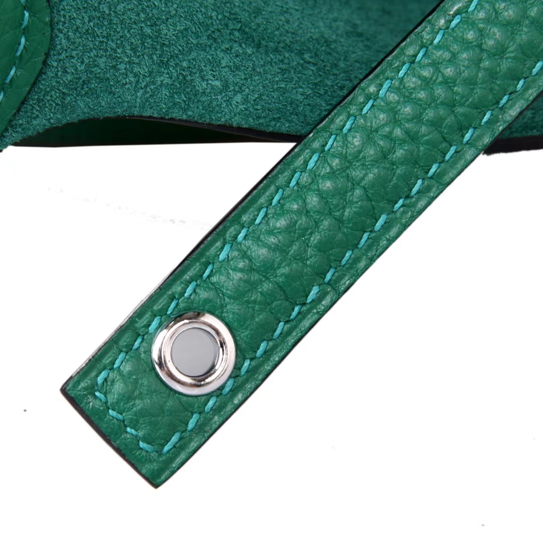 Hermès（爱马仕）Picotin 菜篮包 绒丝绿 togo 银扣 18cm