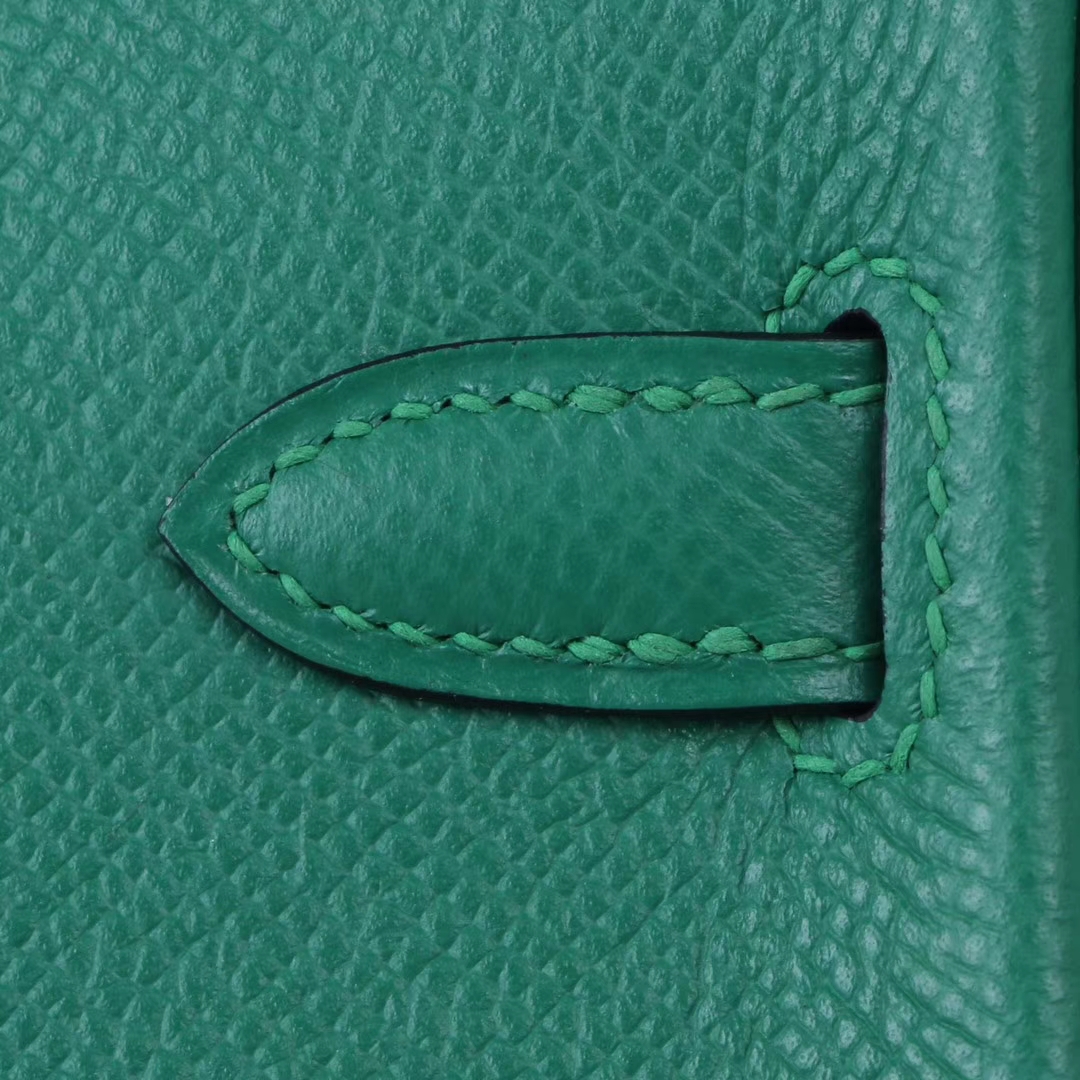 Hermes（爱马仕）Birkin 铂金包 丝绒绿 Epsom皮 金扣 25cm